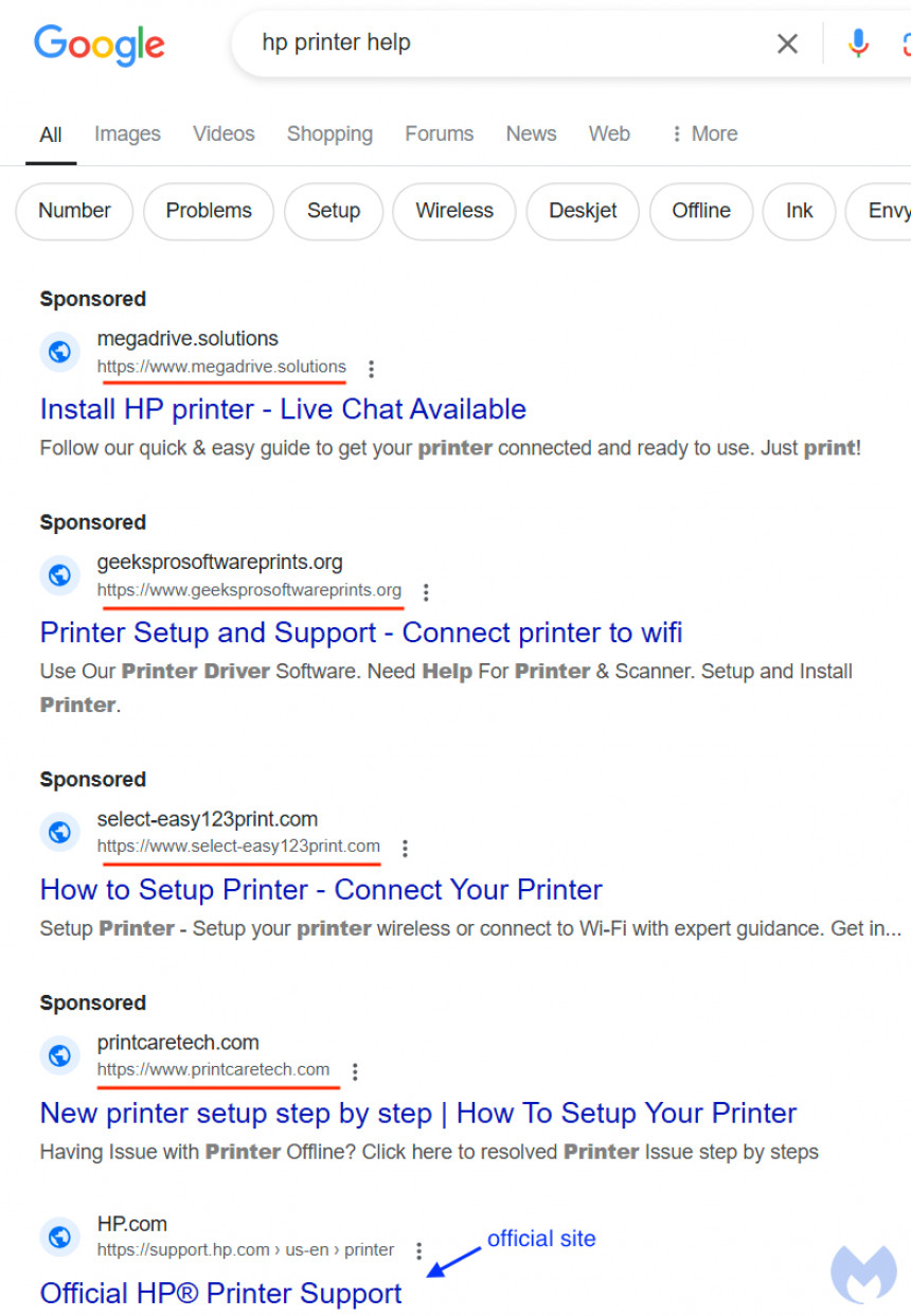 Issues with the printer? Watch out for fake help.